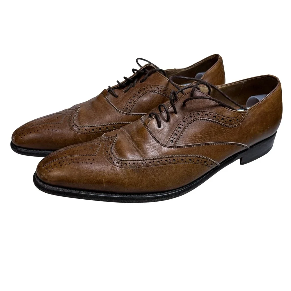 Westbury Wingtip Oxfords Mens 12 Tan Leather Goodyear Welted Brogue Dress Shoes